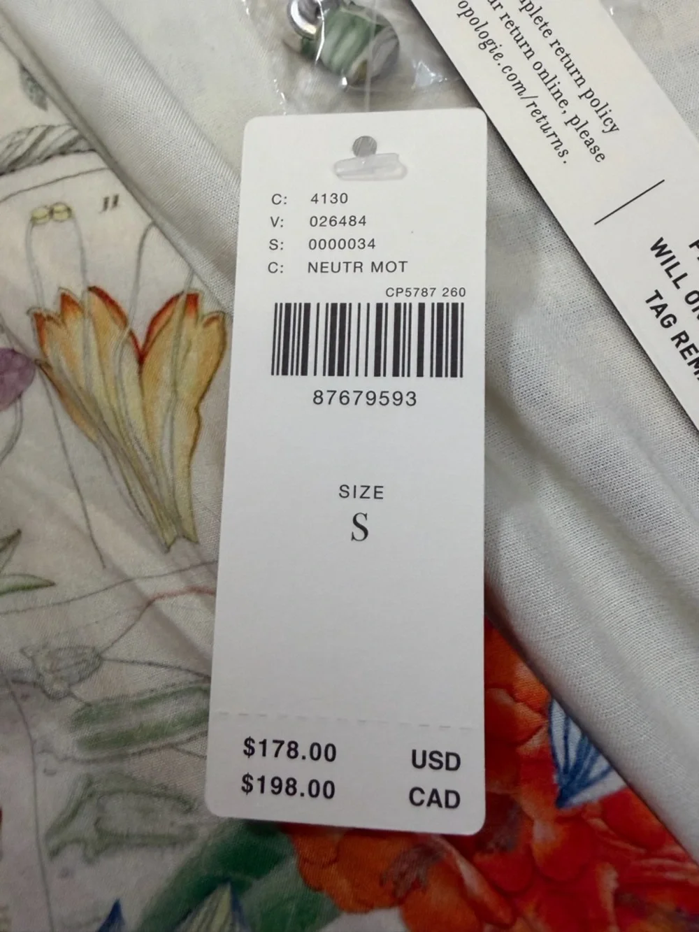 NWT by Anthropologie Floral Cream V-Neck Maxi Dress with Puff Sleeves - Picture 10 of 11